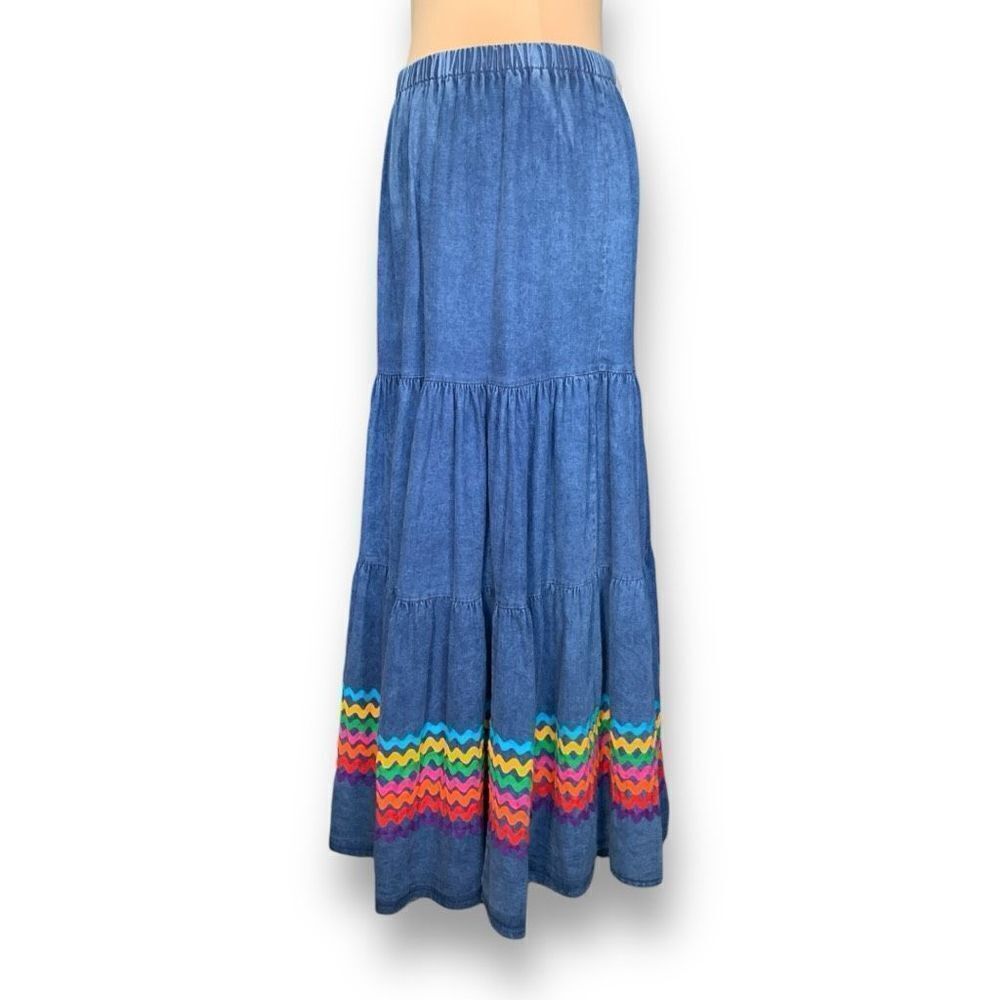 Vintage Maxi Skirt with Multicolor Ric Rac Trim - Picture 4 of 9